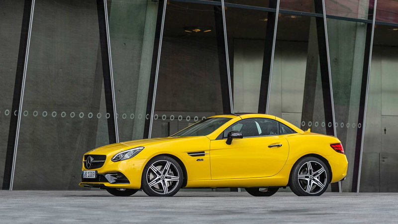 Illustration for article titled The Mercedes-Benz SLC Brought Back Sun Yellow Just In Time to Be Shot Into the Sun